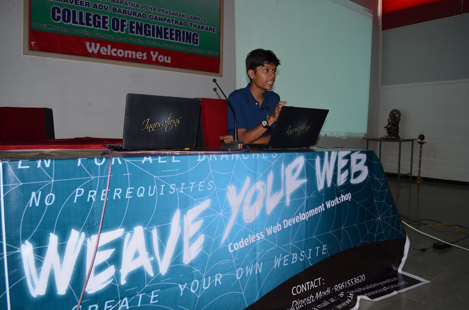 Dinesh Modi presenting the Weave Your Web workshop