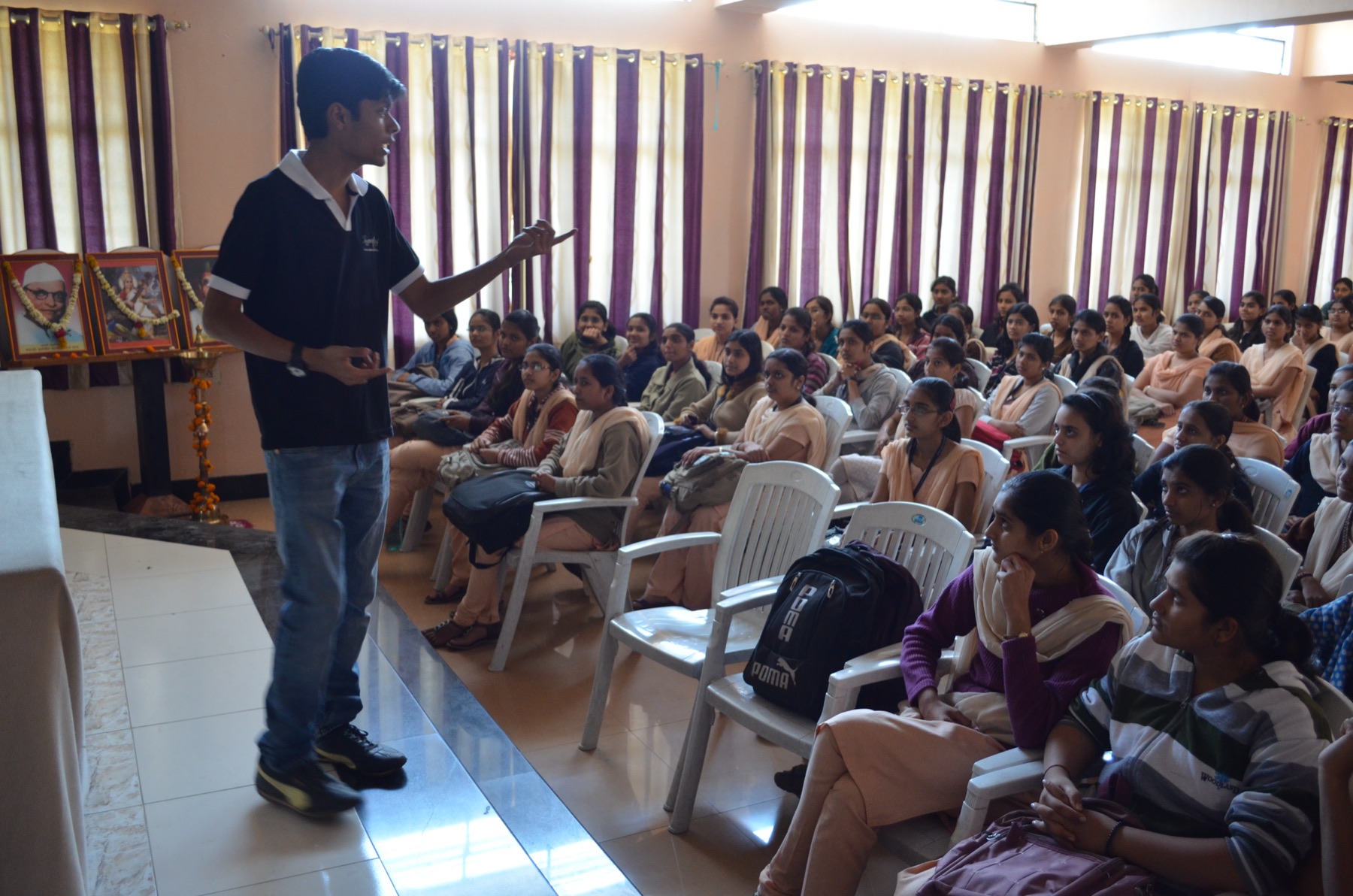 Students participating in a Weave Your Web workshop